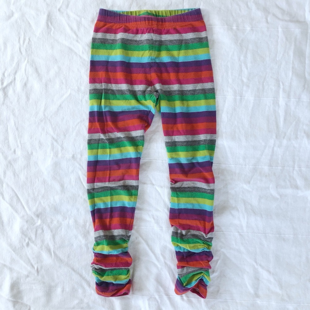 Colorful ruched ankle striped leggings by Me Too
